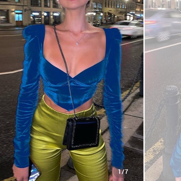 Urbanic | Tops | Urbanic Velvety Blue Crop Top | Poshmark